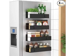Organizador Magnético Especias 4 Pcs Metal, Para Refrigerador Y Horno, Negro