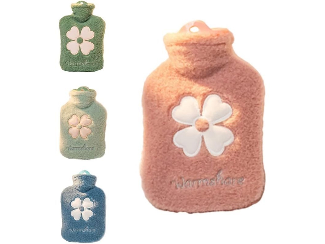 Mini Bolsa De Agua Caliente Portátil De Peluche Con Diseño De Dibujos Animados De 1000 Ml - Rosa