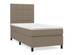 Maison Exclusive - Cama Box Spring Con Colchón Tela Gris Taupe 90x190 Cm