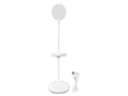 Lámpara de mesa LED con diseño de ventilador único, 3 niveles de atenuación, flexible 360° con base USB