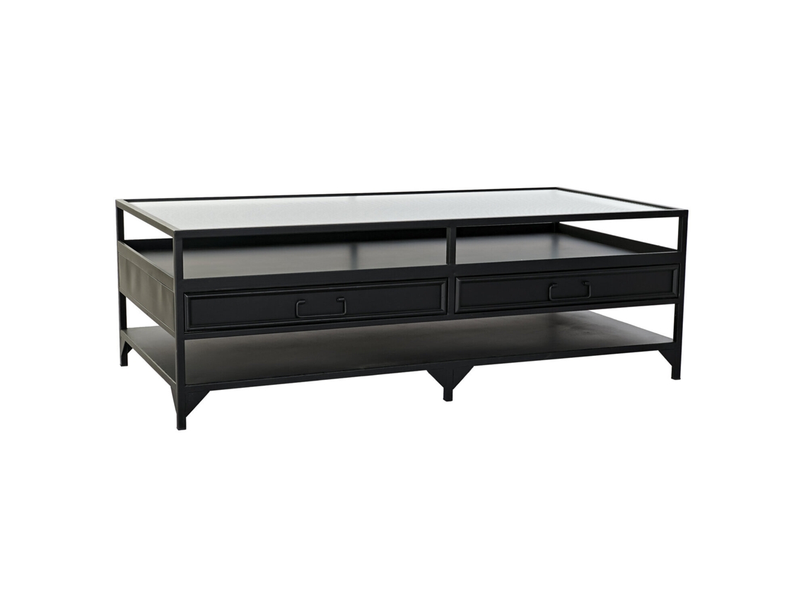 Mesa Centro Metal Cristal Negro 120x60x40cm