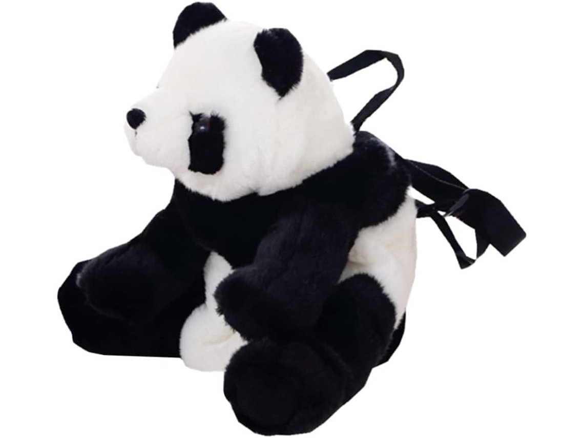 Besportble Mochila De Peluche Grande Y Mano De Peluche Panda 36x22x15cm - Color: Bolso De Peluche Negro + B...