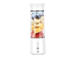 Licuadora portátil con vaso exprimidor USB de 500 ml con 6 cuchillas, 18000 rpm, mezcla eficiente para camping y viajes, color blanco Gusshious