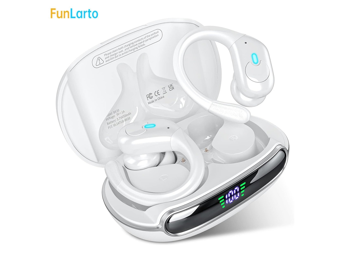 FONES DE OUVIDO MDUG sem fio com condução óssea, cancelamento de ruído e microfone, design aberto