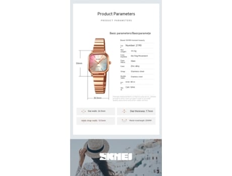 Reloj de Pulsera de Cuarzo de Acero Inoxidable, Reloj de Mujer Impermeable Cuadrado de Moda-Oro Rosa LUUCOZK