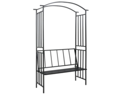 Arco de jardín con banco (128 x 50 x 207 cm, hierro negro, DKD Home Decor)