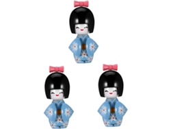 Conjunto De 3 Adorables Muñecas Japonesas Tradicionales De Madera Con Forma De Kimono Para Decoración.