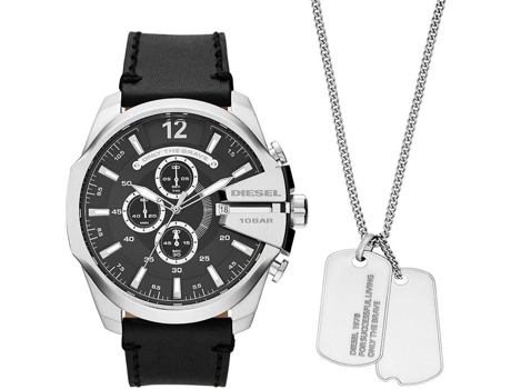 Reloj de Hombre DIESEL Mega Chief en Cuero Negro y Collar 235249