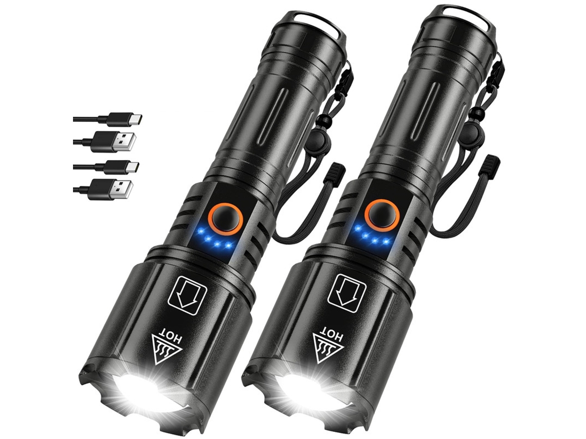 Linterna Recargable De Alto Lúmen, 2 Paquetes De Linternas Súper Brillantes De 990000 Lúmenes Para Casa, 5 Modos, Ipx6 Impermeable, Resist Szsmart