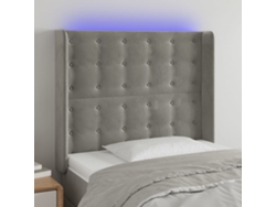Cabecero Con Led De Terciopelo Gris Claro 93x16x118/128 Cm