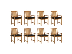 Sillas de jardín con cojines, 8 piezas, acacia maciza, DKD HOME DECOR