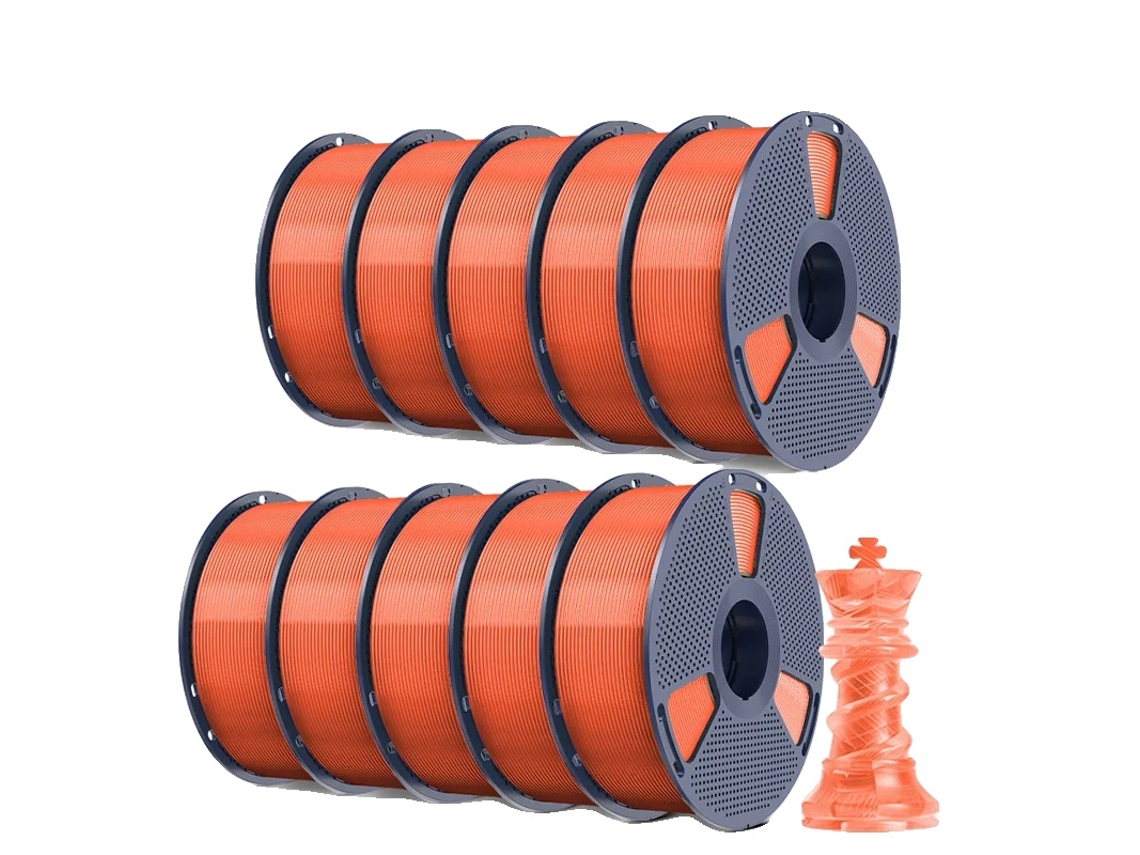 Filamento para impresora 3D, material PLA+, 1,75 mm de diámetro, naranja claro.