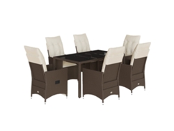 Maison Exclusive - Set Comedor De Jardín 7 Pzas Con Cojines Ratán Sintético Marrón