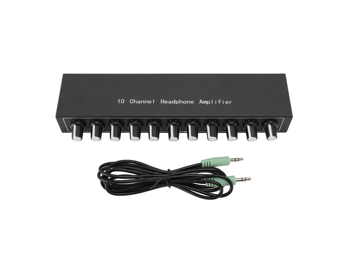 Amplificador De Auriculares Portátil De 10 Canales Con Ecualizador Y Control De Nivel Integrados, 12 V Cc, Metálico.