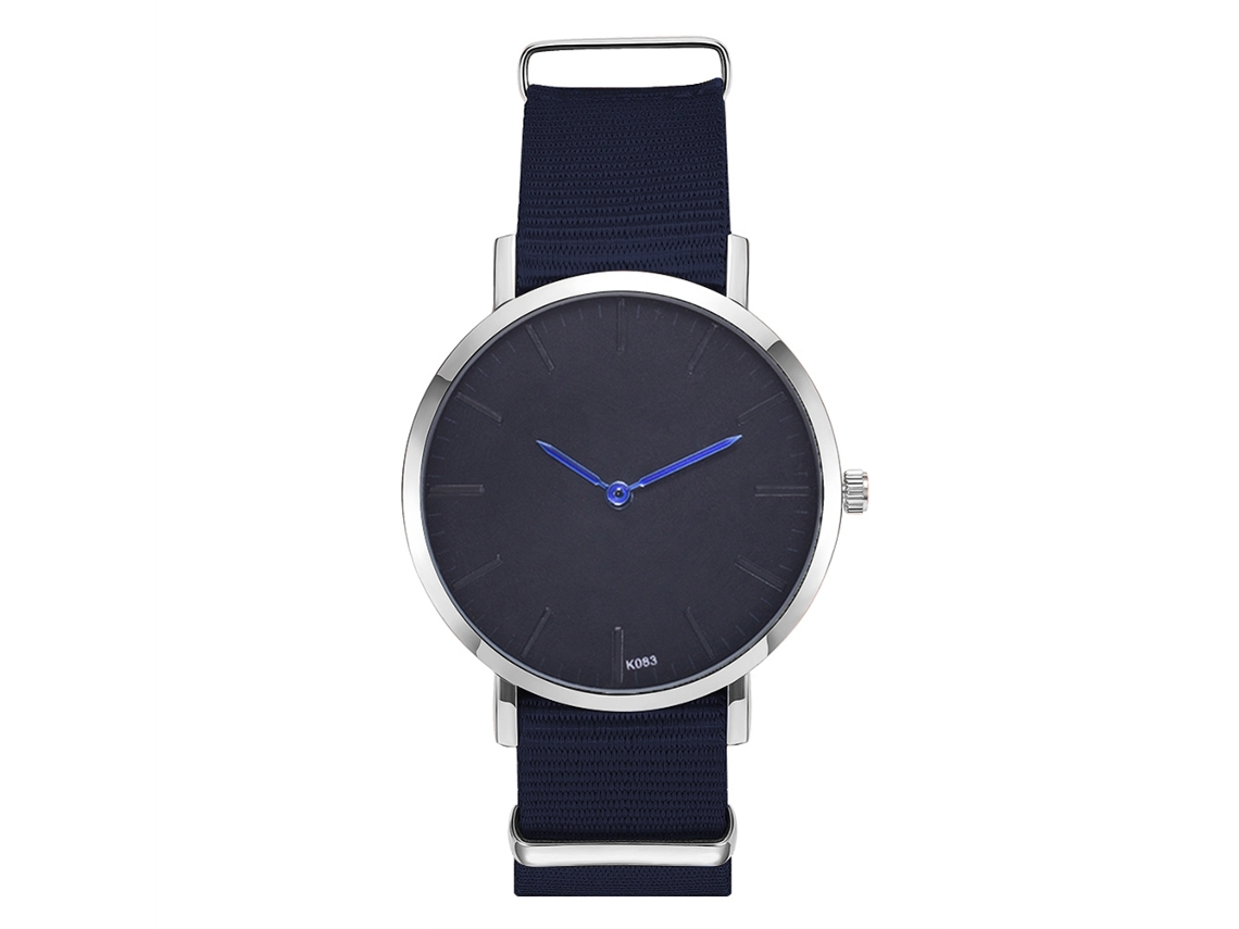 Reloj De Pulsera Informal De Moda Para Hombre Con Correa De Nailon Y Esfera Redonda (azul Real)