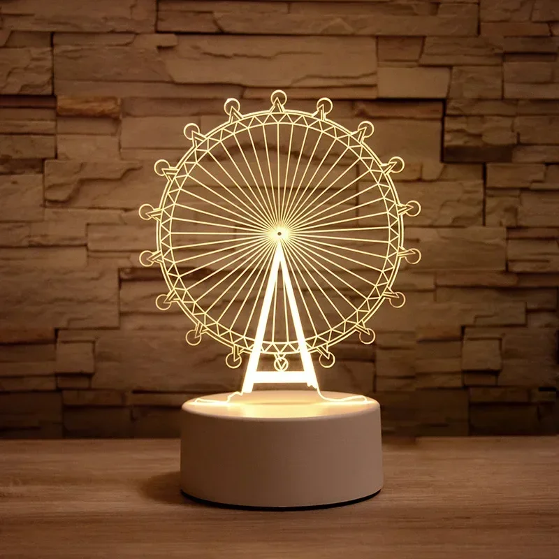 (luz Cálida) Lámpara De Noche Led Usb 3d De Acrílico, Decoración Para El Dormitorio.