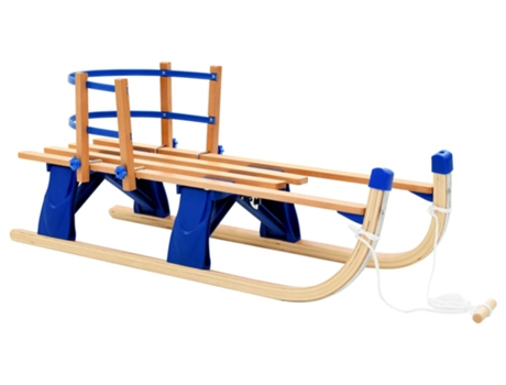 vidaXL Trineo de nieve plegable respaldo de madera 119 cm