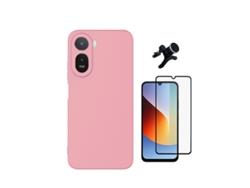 Kit Vidro Temperado Capa Silicone Líquido Suporte Magnético Reforçado Phonecare Para Xiaomi Redmi A7 Pro 4g - Rosa