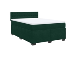 Maison Exclusive - Cama Box Spring Con Colchón Terciopelo Verde Oscuro 140x200 Cm