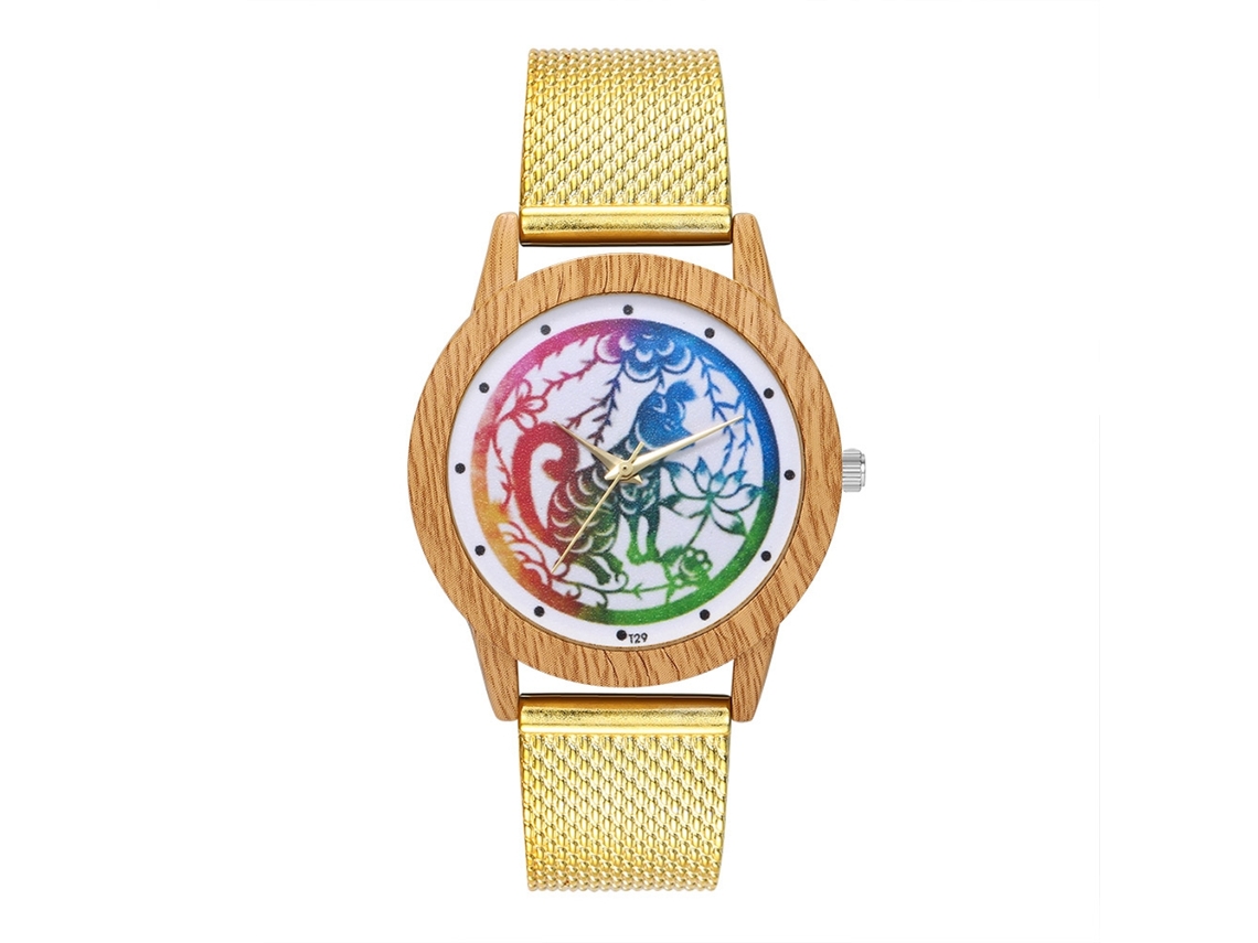 Reloj De Pulsera Unisex De Cuarzo Con Correa De Silicona Dorada - Moda Casual