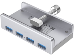 Concentrador Usb 3.0 Con Adaptador De Pinza, Divisor Usb De 4 Puertos En Aluminio Con Puerto Extra De Alimentación Y Cable De Datos Usb 1,5m, Expansor