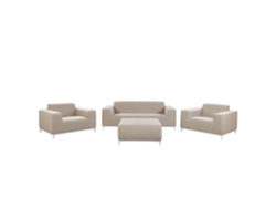 Conjunto de jardín 5 plazas de poliéster beige arena/blanco BELIANI Rovigo