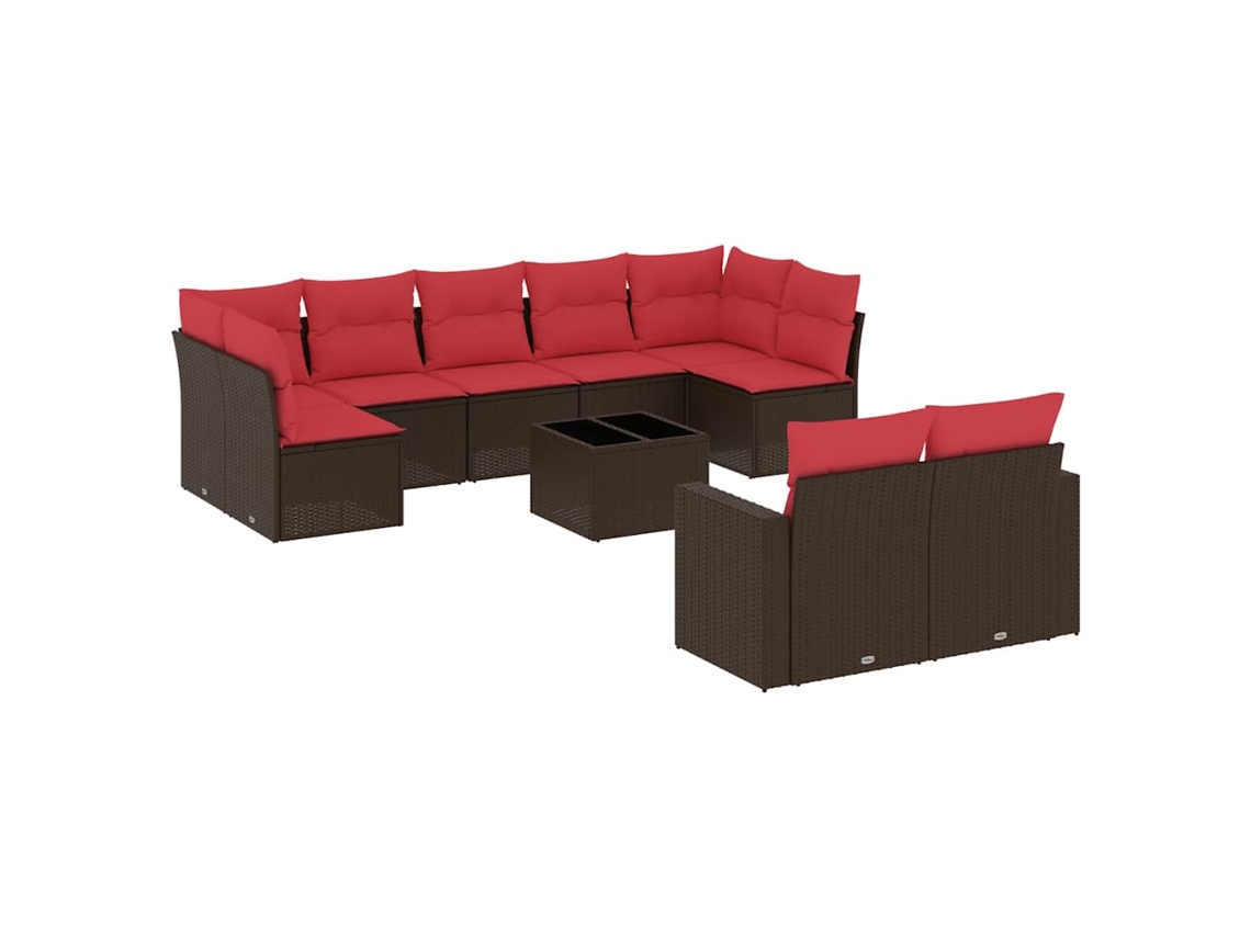 Maison Exclusive - Set De Sofás De Jardín 10 Pzas Y Cojines Ratán Sintético Marrón
