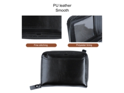 Cartera Retro De Piel Sintética Para Hombre Con Monedero Con Cremallera Y Tarjetero Vertical - Negra