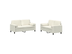 Maison Exclusive - 2 Pcs Conjunto De Sofás Com Almofadas Veludo Cor Creme