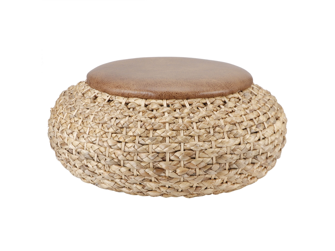 Cojín redondo de paja tejido a mano para ventana, ideal para decorar el hogar.