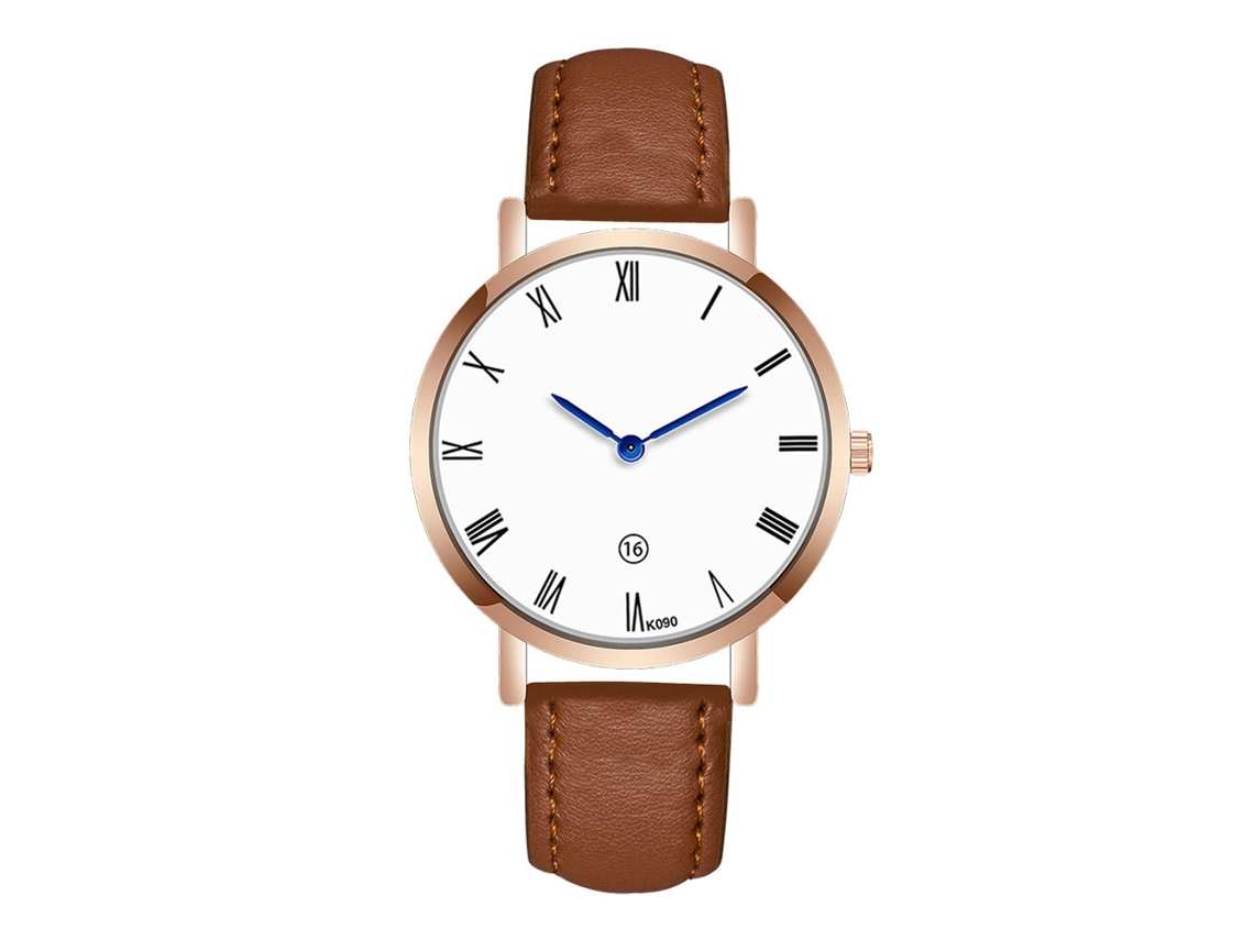 Reloj De Pulsera De Moda Para Hombre Con Correa De Piel Sintética Y Movimiento De Cuarzo (marrón Claro)