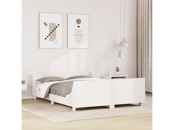 Estructura De Cama Sin Colchón Madera De Pino Blanca 150x200 Cm