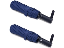 2 Paraguas De Viaje Impermeables, 12 Arcos Plegables Automáticos Compactos