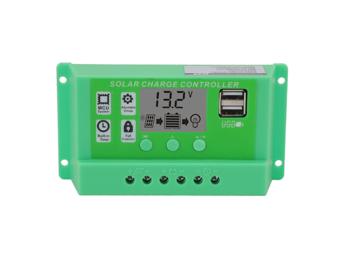 Controlador De Carga Solar Pwm De 12v/24v Y 30a Con Pantalla Lcd Grande Y Múltiples Protecciones.