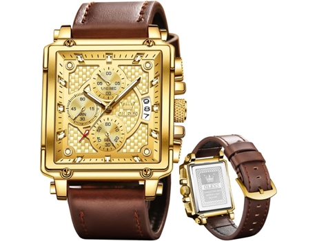VEANXIN Reloj de acero inoxidable resistente al agua con cronógrafo de buceo profesional de silicona para hombre con fecha(oro)