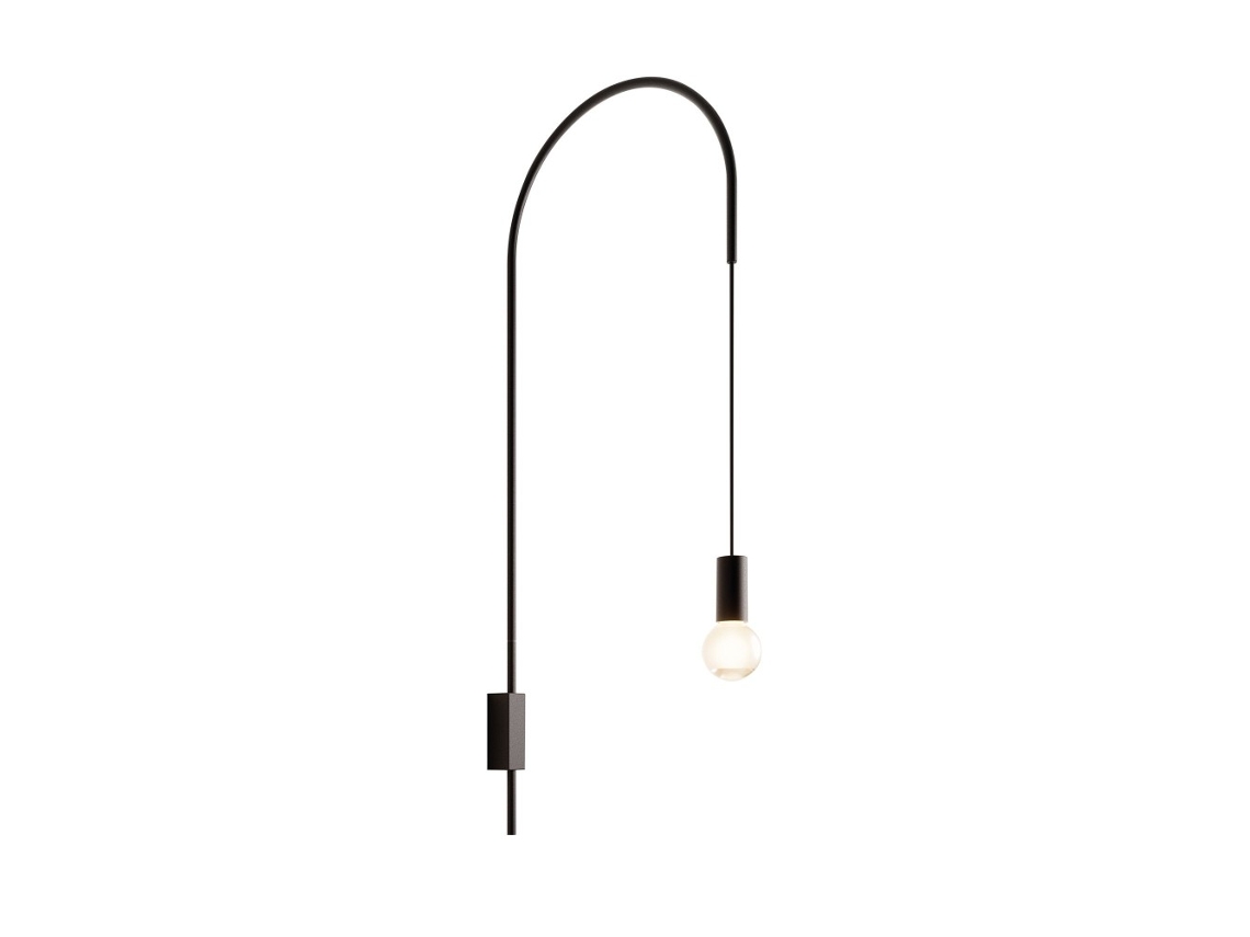 Lámpara de pared Zafferano Filo, giratoria 200°, metal pintado, casquillo E27 (bombilla de 60 W máx. incluida), altura 110 cm - Negra