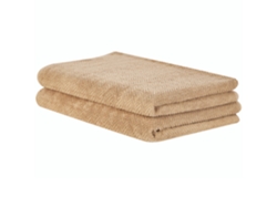 Conjunto de 2 toallas BELIANI Mitiaro de Algodón Beige 100x0.1x150