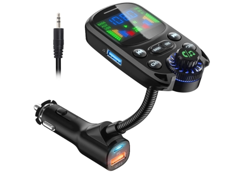 Transmisor FM Bluetooth 5.3, adaptador de transmisor de coche Bluetooth QC3.0 PD30W cargador de coche manos libres kit de coche transmisor de radio...
