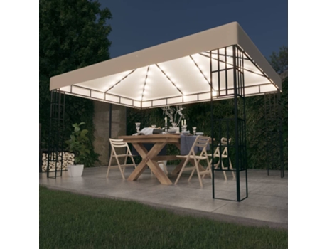 MAISON EXCLUSIVE Cenador con tira de luces LED 3x4 m crema