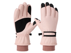 NEVEANCE Guantes de esquí unisex rosa y gris, impermeables y cálidos para invierno, montañismo y senderismo
