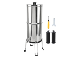 Sistema de filtración por gravedad de 1.5 galones con 2 filtros, dispensador de agua de acero inoxidable y cubo para el hogar, caravana y camping.