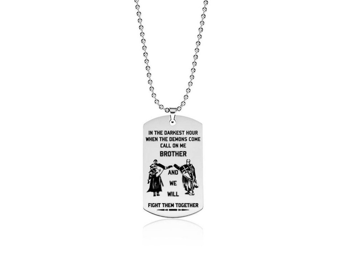 2026-9686-collarin De Placa De Perro Hermanos Soldado Acero Inoxidable Regalo De Joyería Para Hombres Moto Ejército A