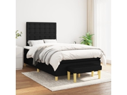 Cama Box Spring Con Colchón Tela Negro 120x200 Cm