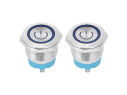 2 Interruptores Pulsadores De 4 Pines, 3-6 V Cc, 22 Mm, Ip65, Con Luz Azul, De Acero Inoxidable.