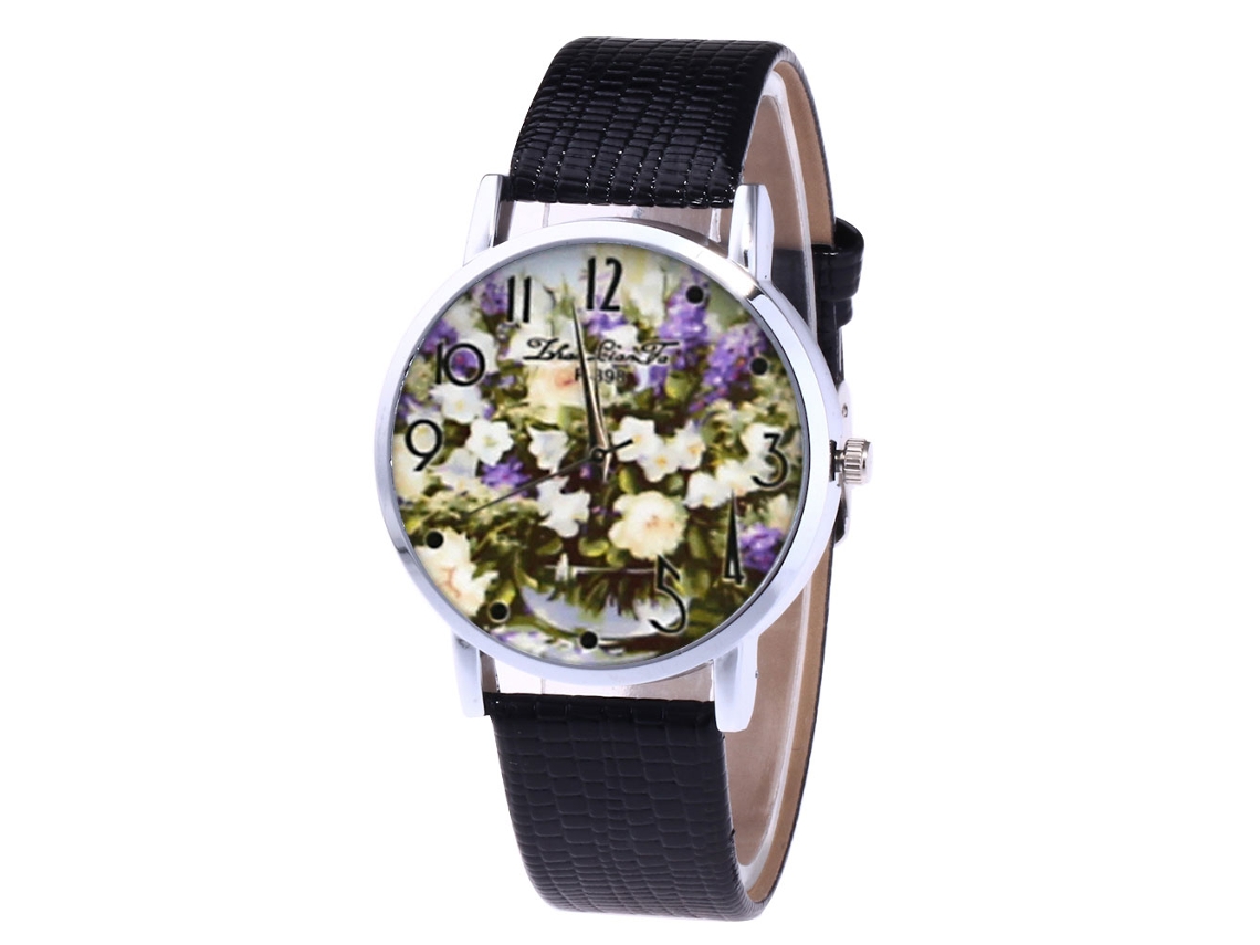 Reloj Analógico De Cuarzo Para Hombre Y Mujer Con Correa De Cuero Pu (negro)