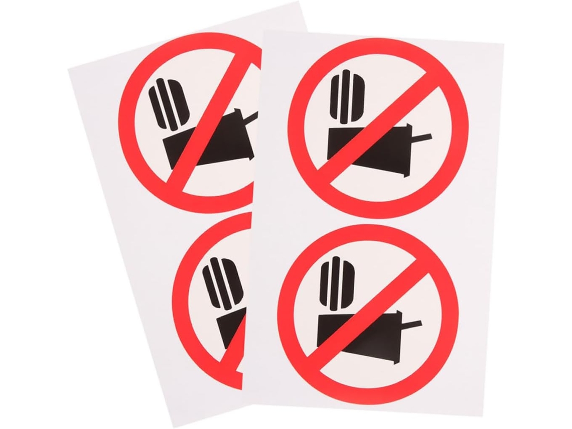 4 Pegatinas/letreros De 10x10 Cm Con La Leyenda "prohibido Comer O Beber".
