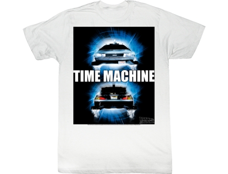 Camiseta Unisexo DEEPSTONE DeLorean Time Machine Back To The Future Blanco (XXL)