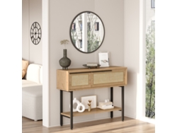 Mesa consola Kvænangen con compartimentos 100x30x76cm - Efecto Roble [EN.CASA]