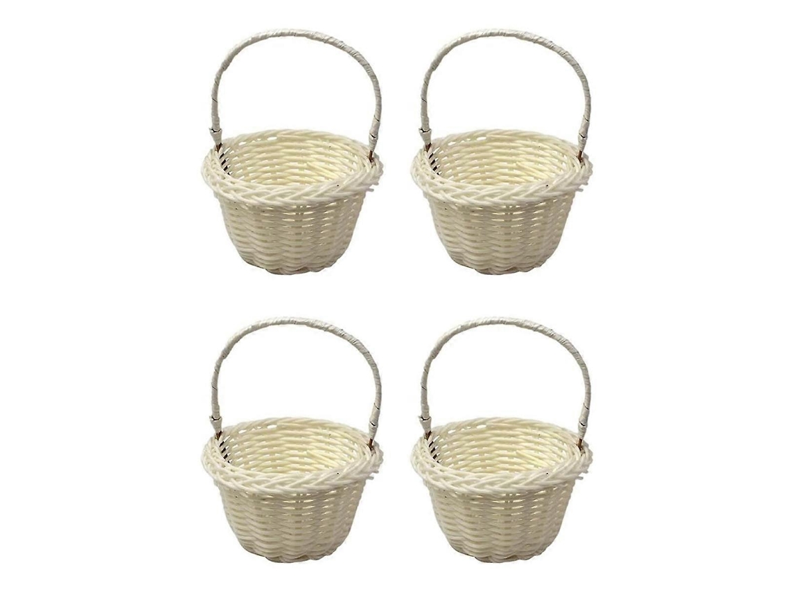 Paquete de 4 mini cestas de mimbre para flores de boda (8 x 5 cm)