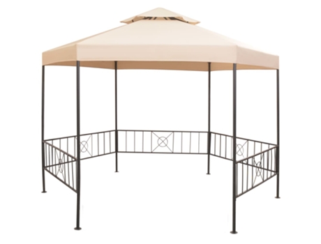 MAISON EXCLUSIVE Pérgola/Cenador de jardín hexagonal beige 323x265 cm
